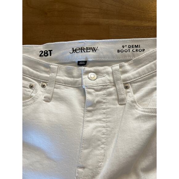 J Crew 9" Demi Boot Crop Jeans in White Wash Women's 28 Tall NWOT - Picture 8 of 12